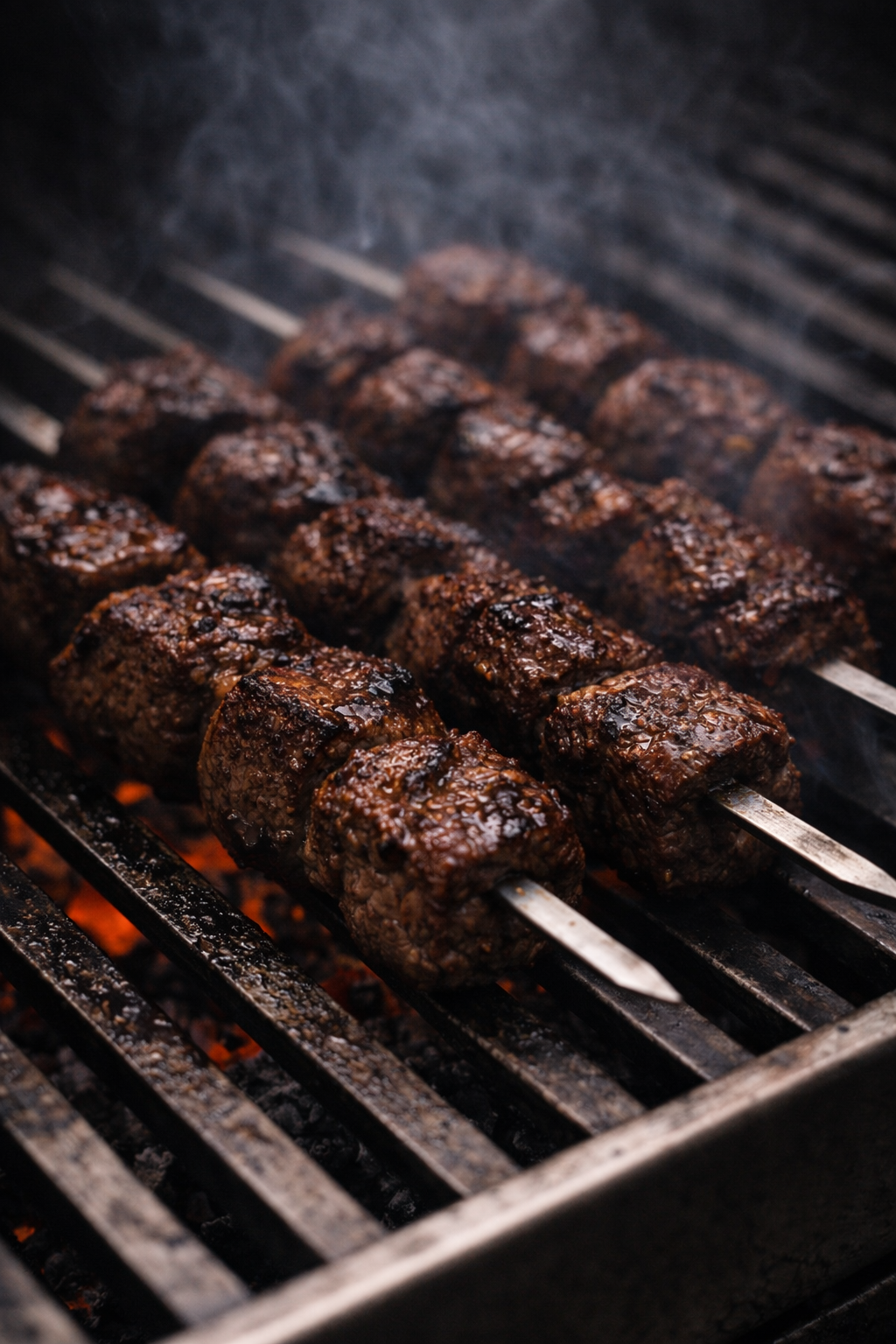 Generic grilled beef kebabs with wet marinade