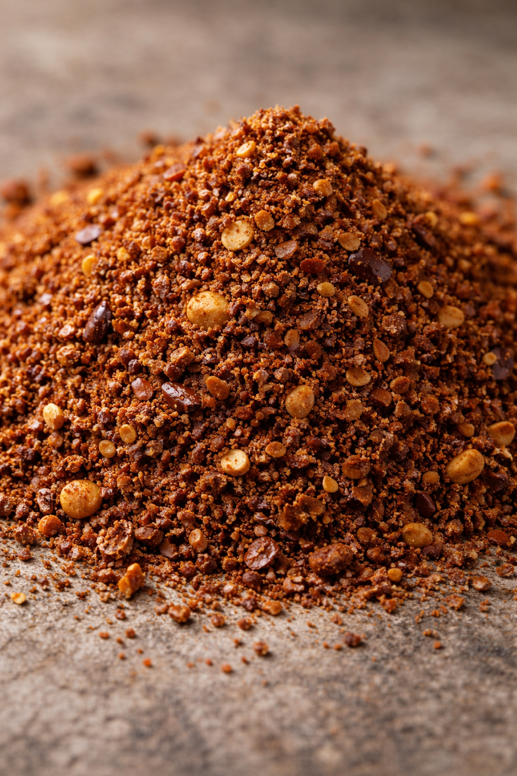 Close-up of dry peanut-based yaji spice